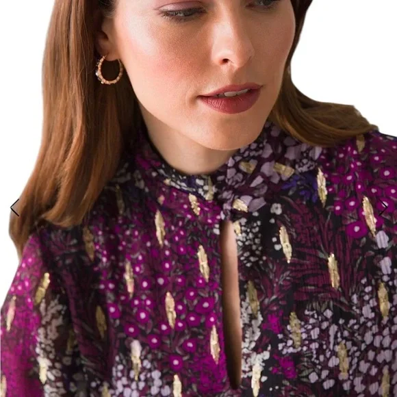 White House Black Market long sleeve top with gold accents size 4 - Picture 6 of 14